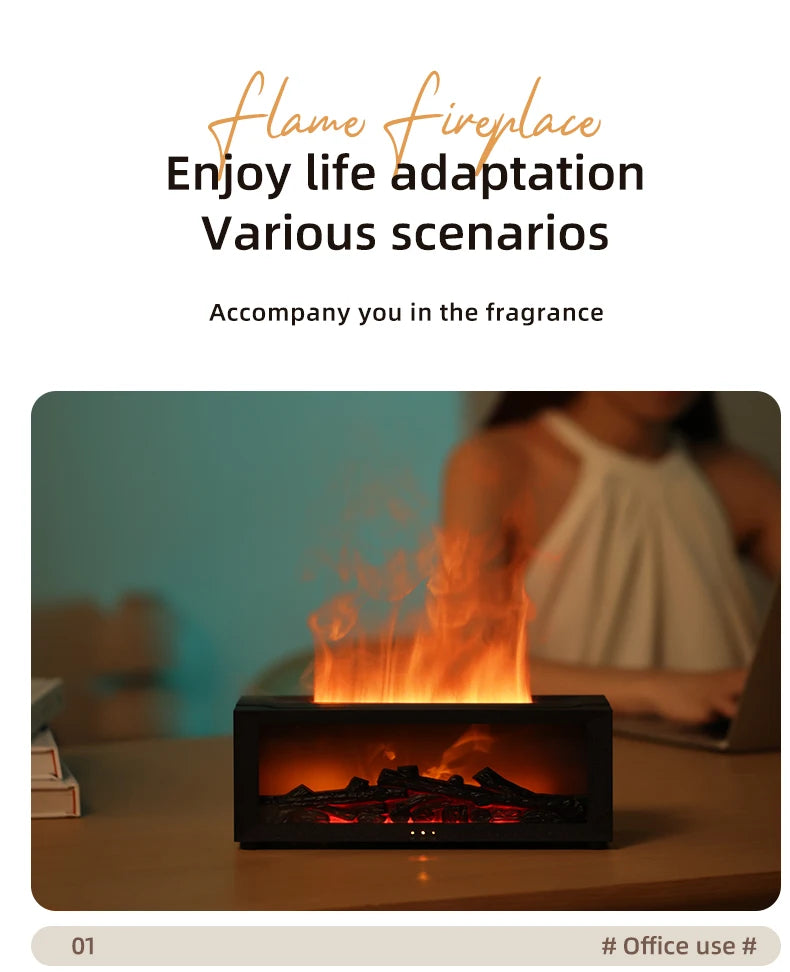 Flame Essential Oil Diffuser, 3D Flame Fireplace Aromatherapy Machine