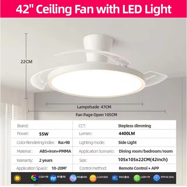 Invisible Blade LED Ceiling Fan
