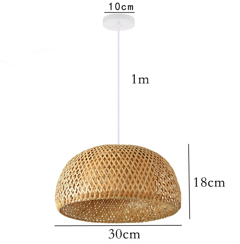 Hand Knitted Chinese Style Weaving Hanging Lamps 18/19/30cm Bamboo