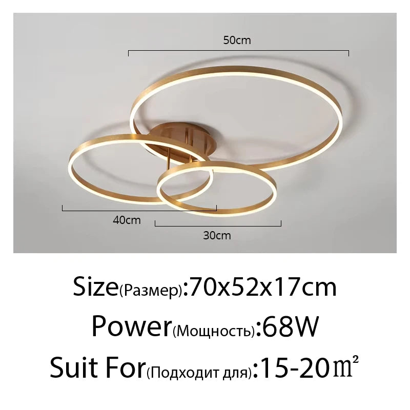 Gold Multi Ring LED Chandelier
