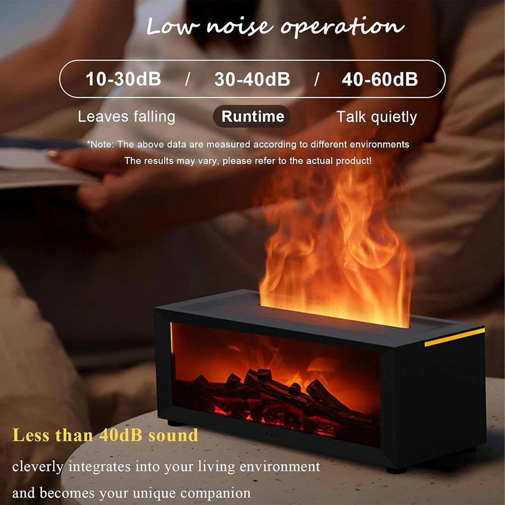 Flame Essential Oil Diffuser, 3D Flame Fireplace Aromatherapy Machine