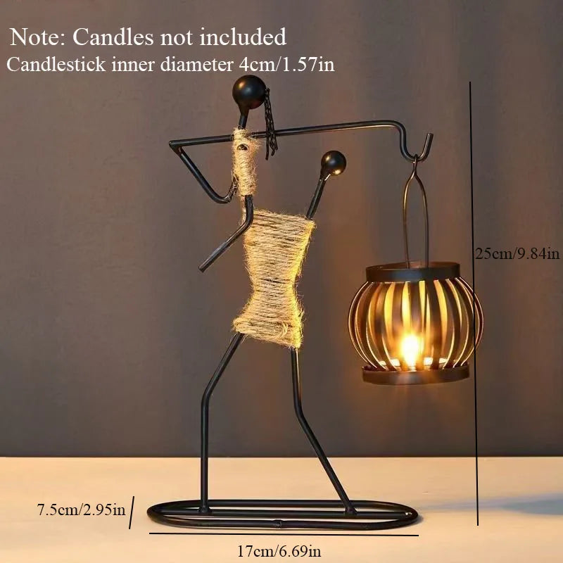 Nordic Metal Candlestick Abstract Character Sculpture Candle Holder