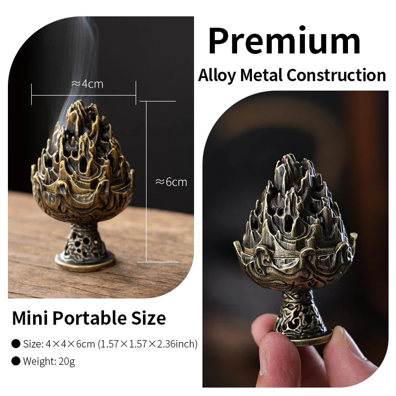 Boshan Carved Censer Incense Burner, 6 cm