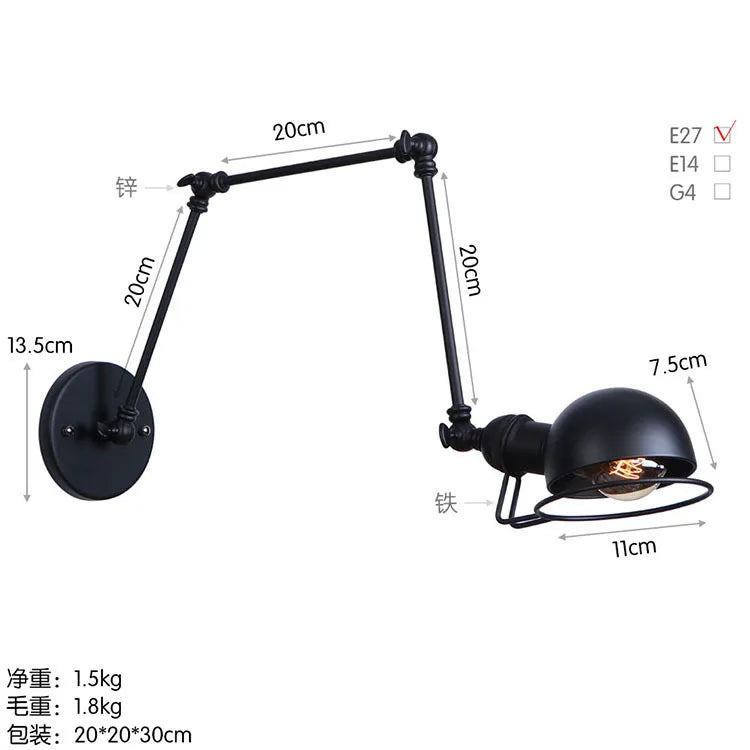 Modern Simple Adjustable Interior Led Wall Lamp White Black for Bedside
