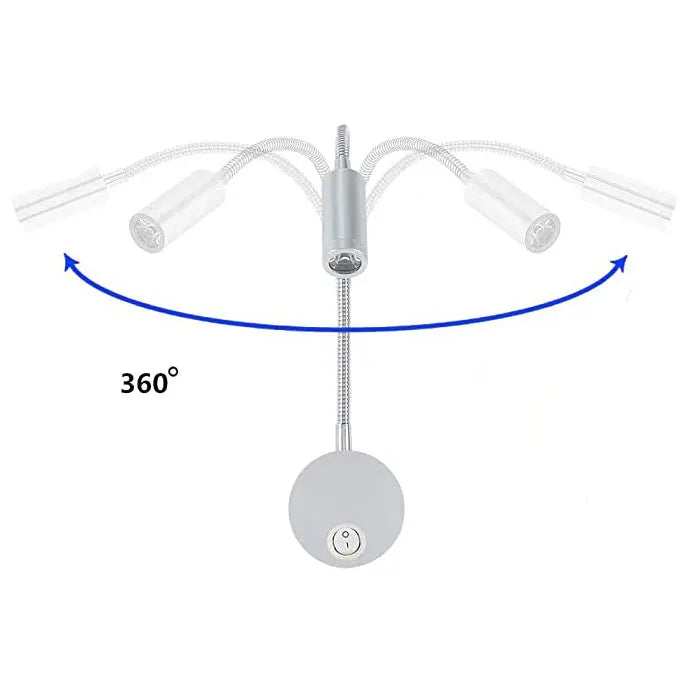 Bronze 3W LED Reading Light Black White Silver Gooseneck Wall Lamp