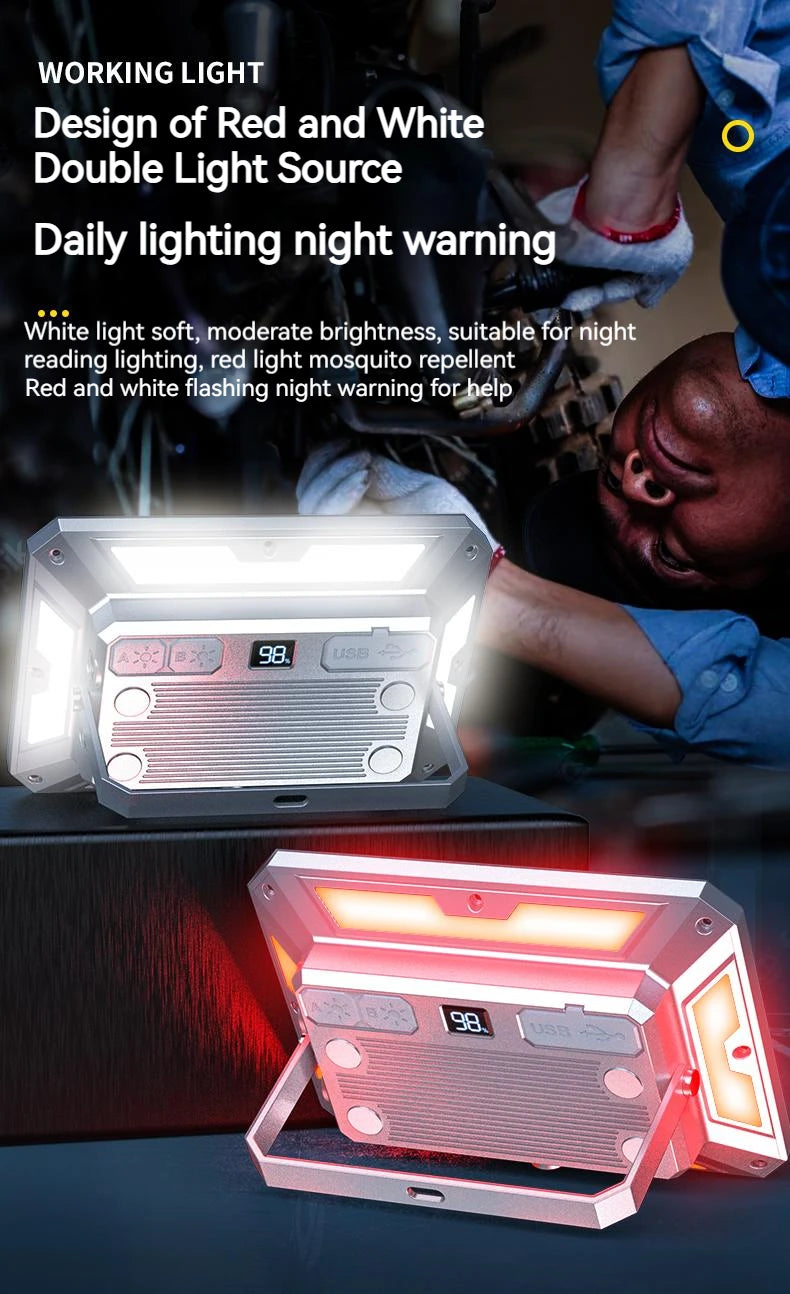 Portable LED Camping Tent Light Rechargeable Searchlight High Power