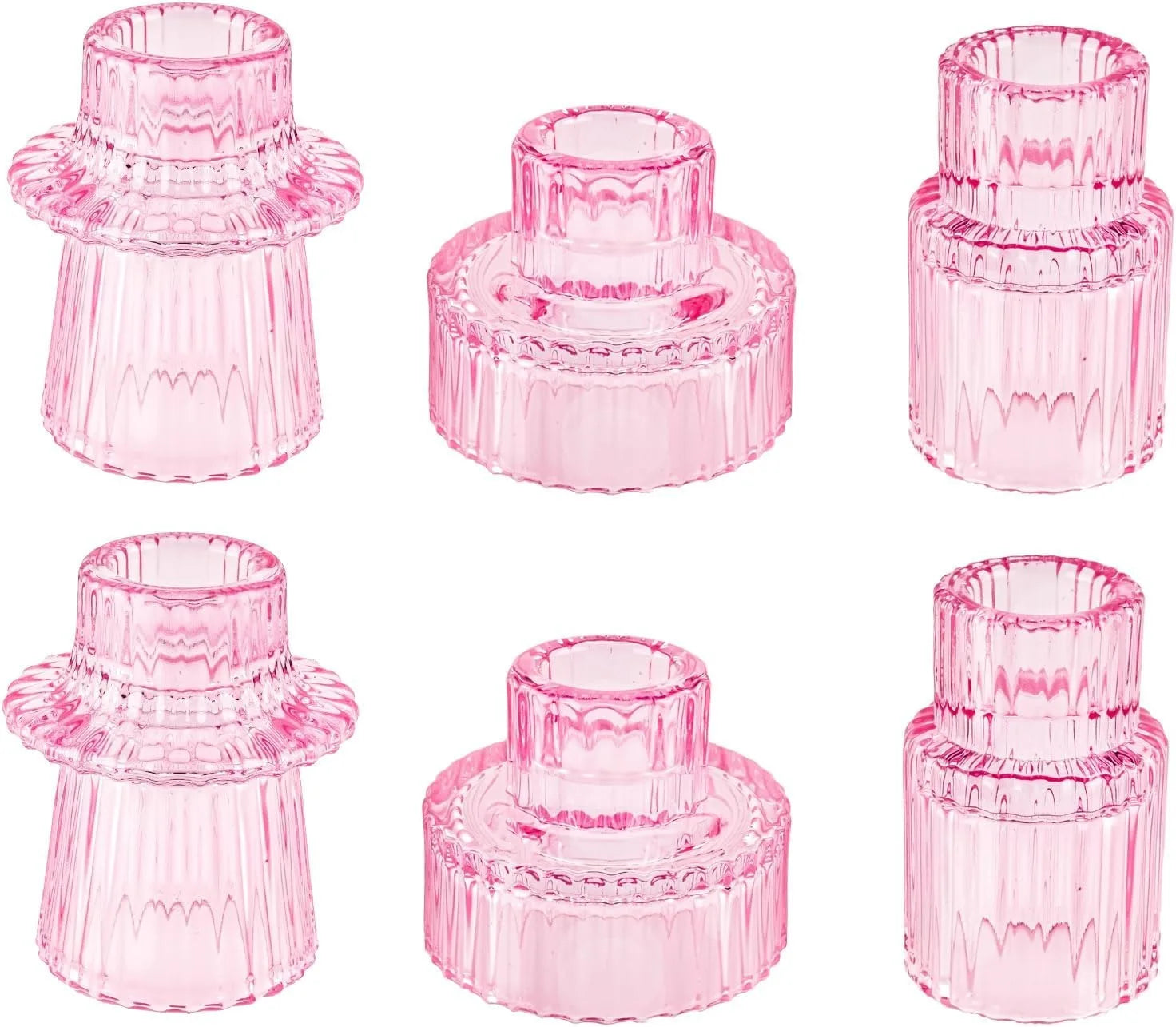 Ribbed Glass Taper Candle Holders