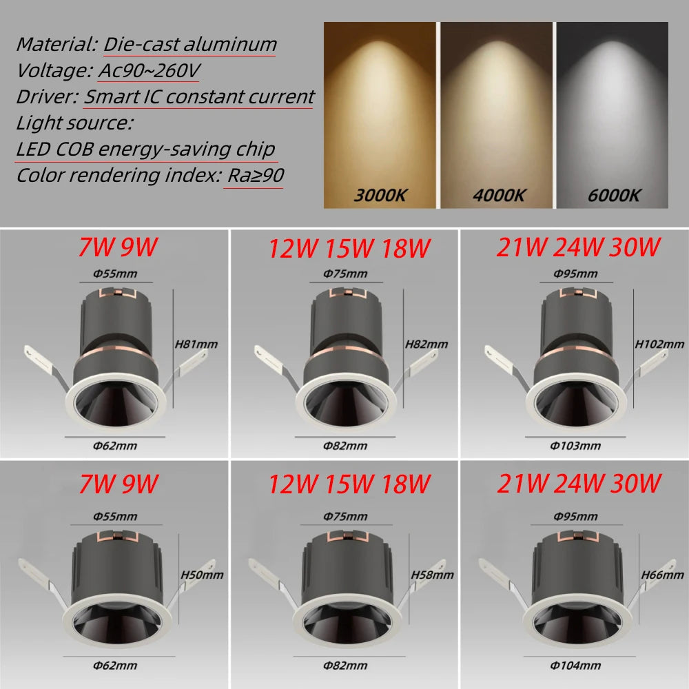 Adjustable Recessed Spotlight Downlight