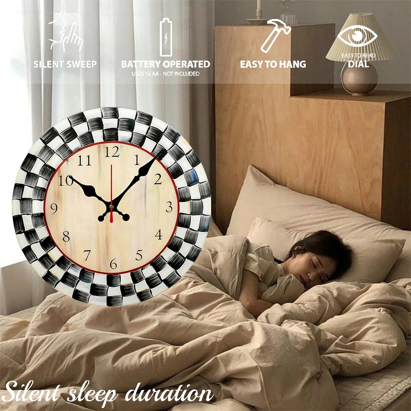 Black and White Grid Wall Clock