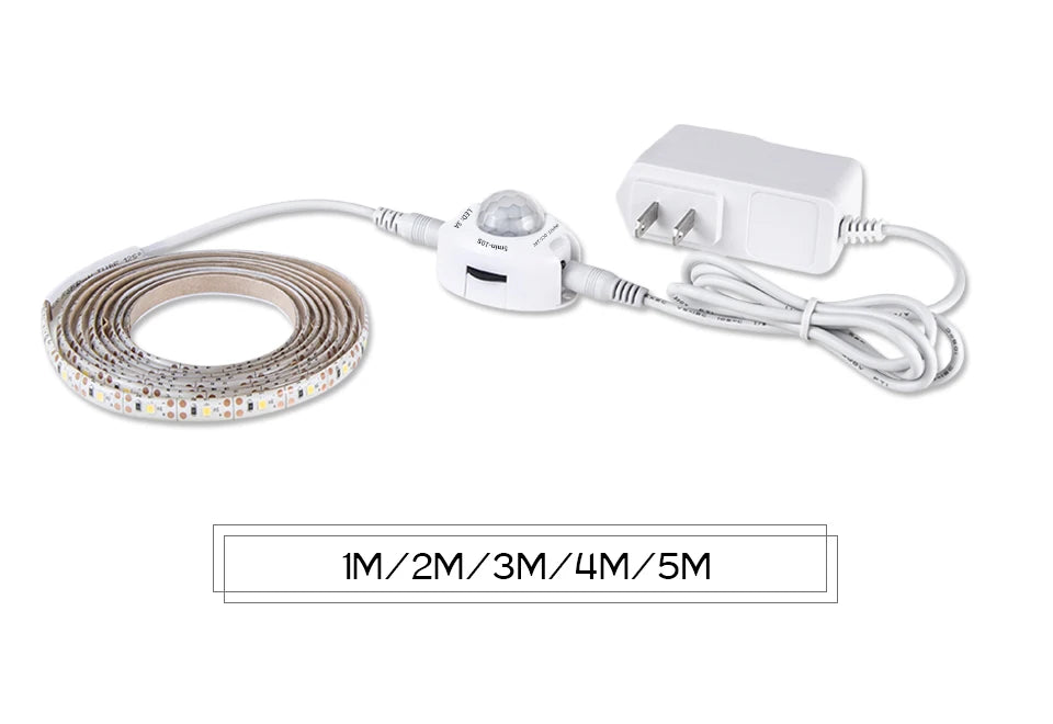 1-5m PIR Motion Sensor LED Strip Lights IP65 Waterproof DC 12V Diode