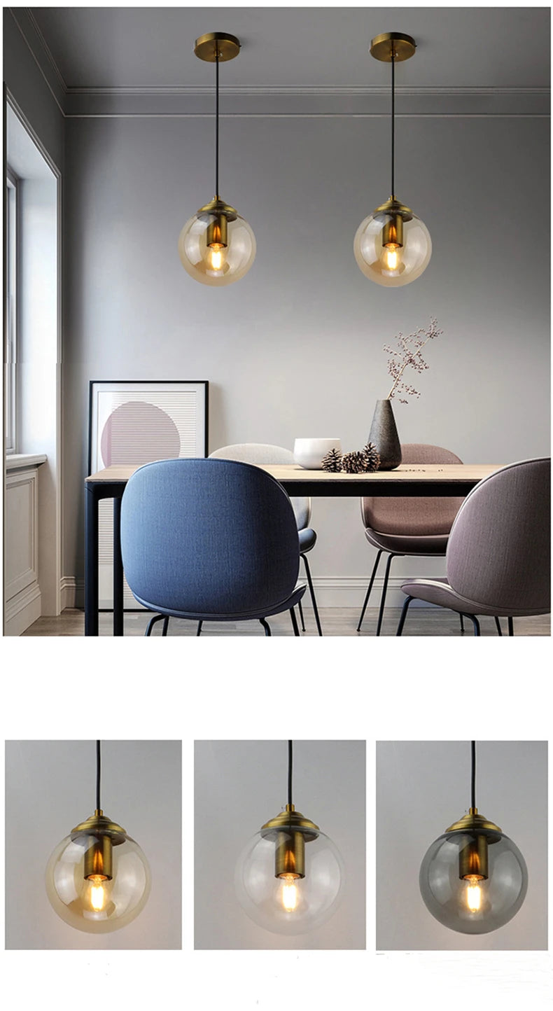 Modern Luxury Metal Chandelier Nordic Creative LED Glass Pendant Lamp