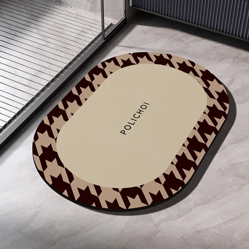 Diatomaceous Earth Bath Mat Bathroom Rug Absorbent Non-slip Floor Foot