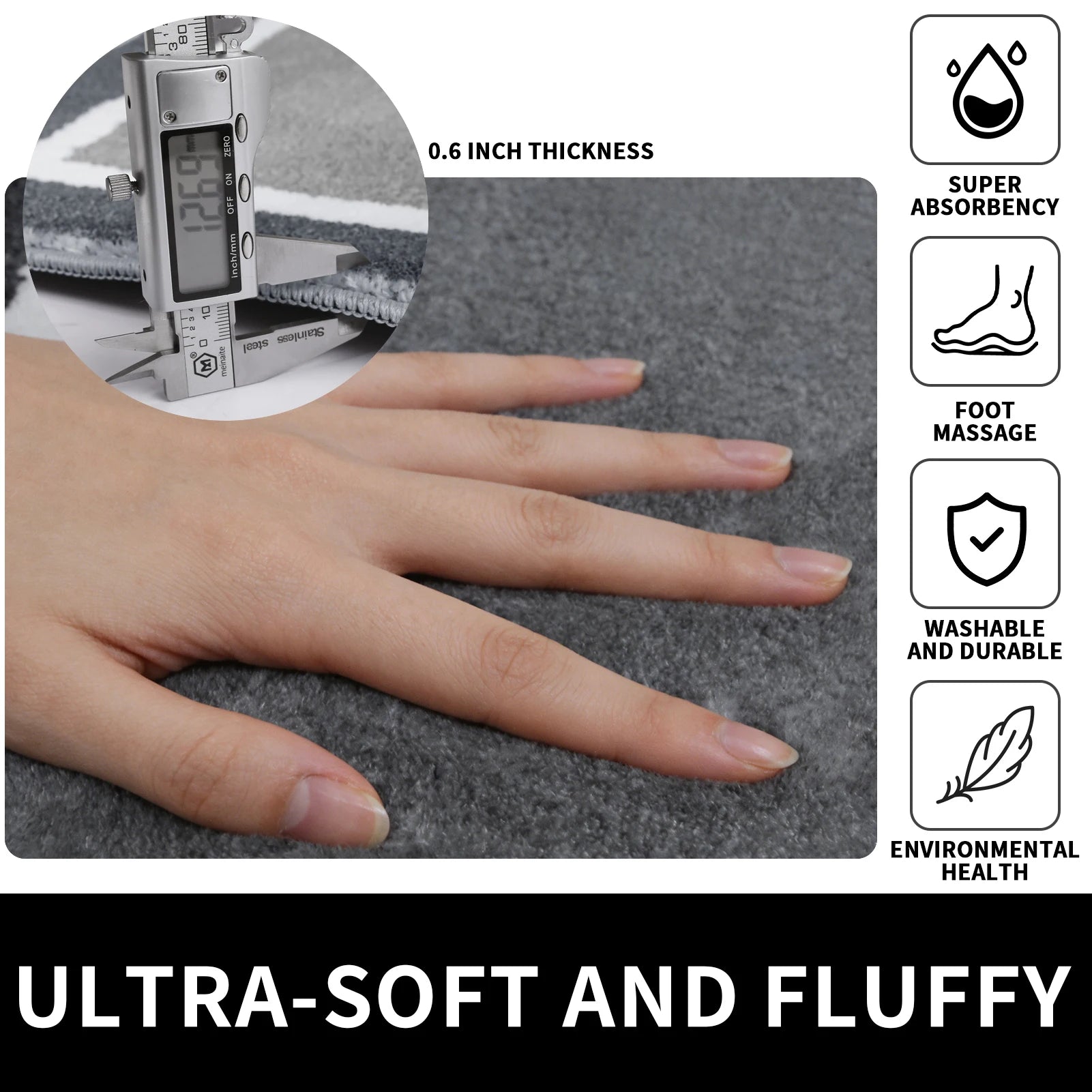 Velvet Memory Foam Bathroom Rug Set Of 3 Water Absorption Non Slip