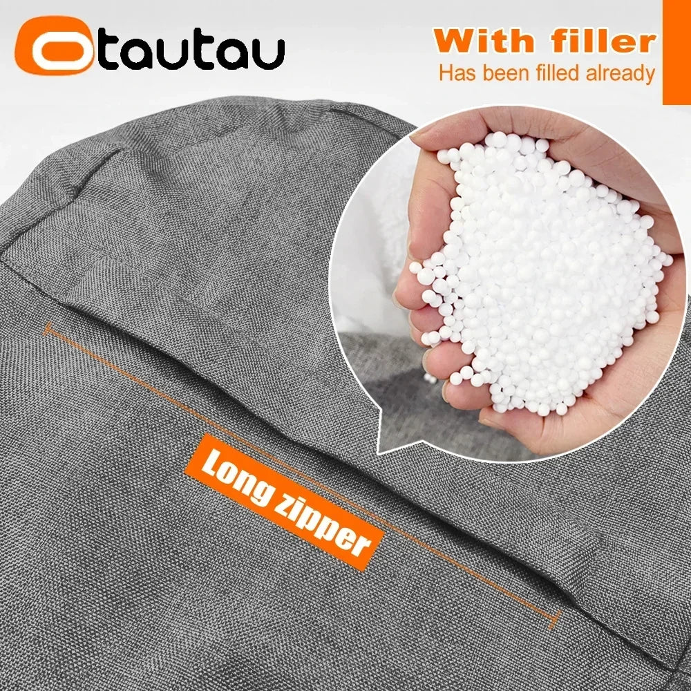 Linen Bean Bag Pouf