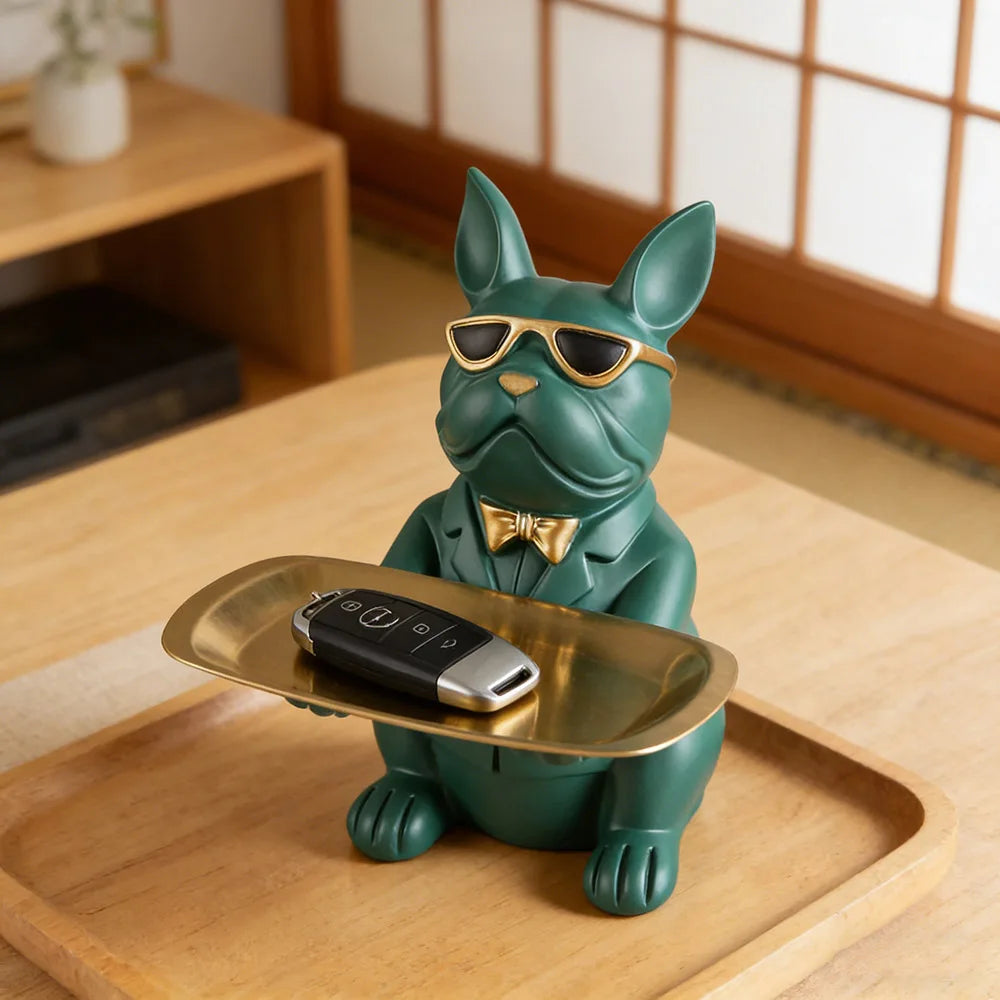 Multi Functional Bulldog Tray Animal Statue Creative Ornament Living