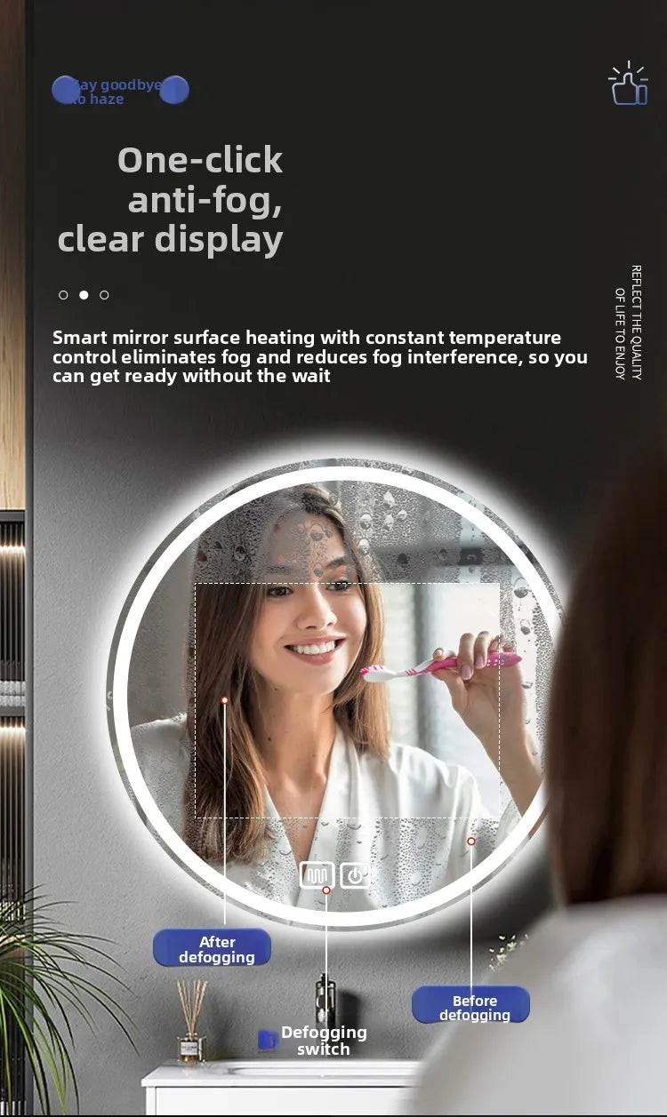 Smart Anti-Fog Round Vanity Mirror
