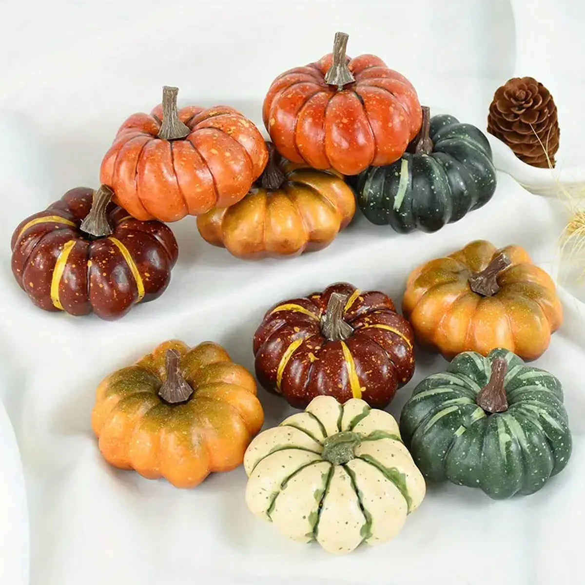 Autumn Faux Pumpkins Decor Set