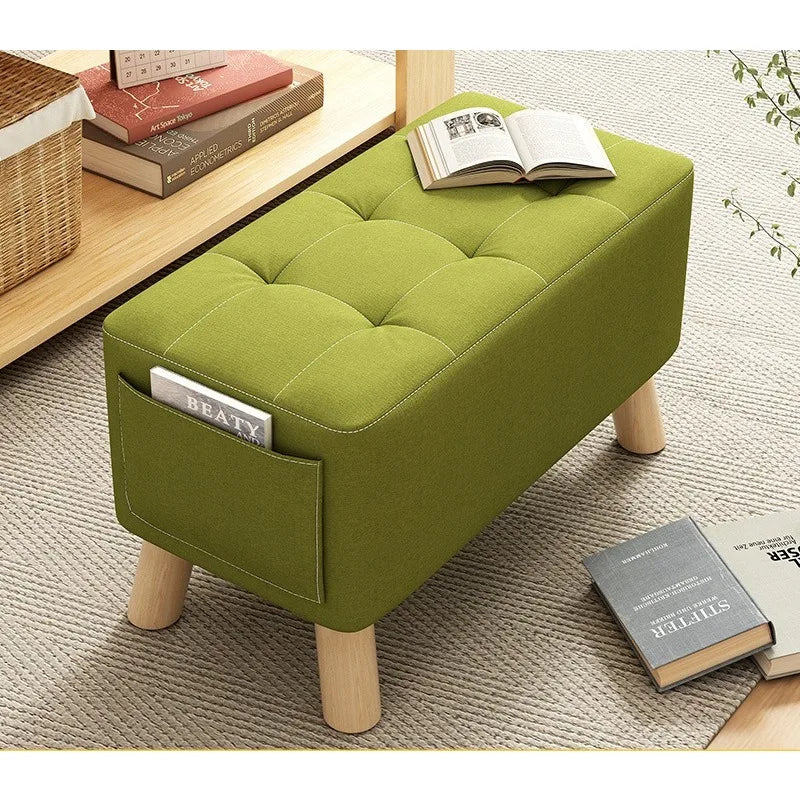 Solid Wood Shoe Changing Stool with Backrest