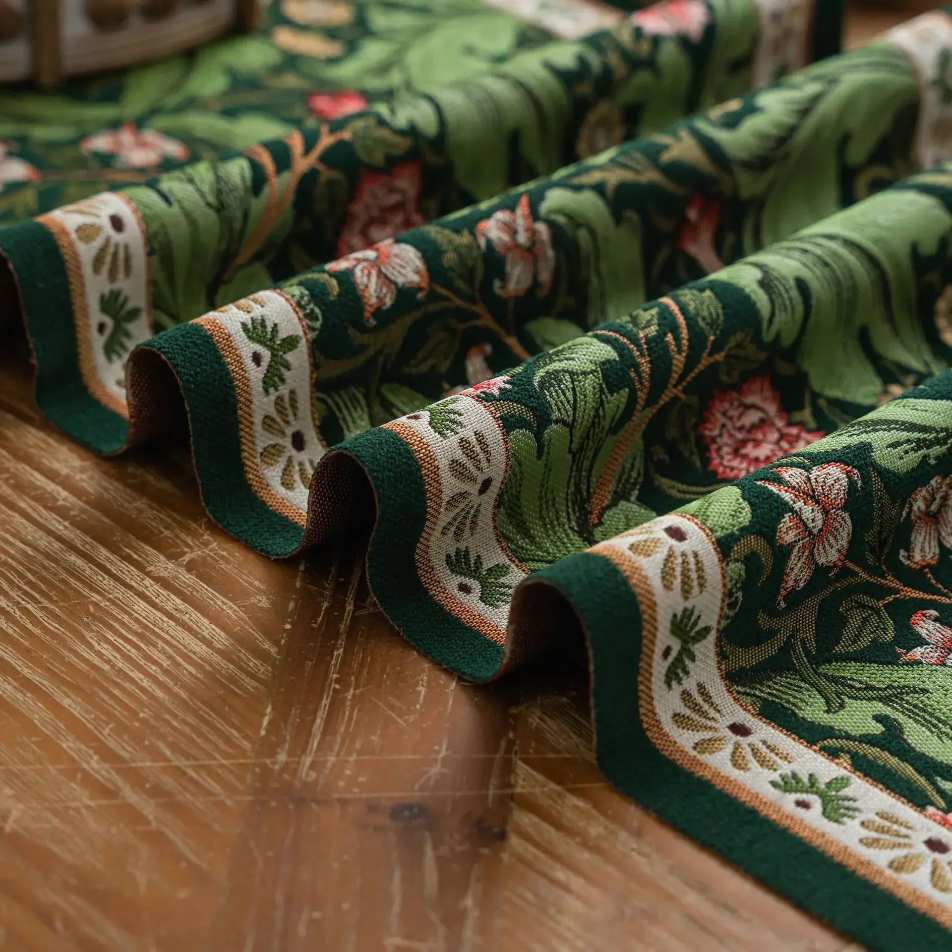 Plant Flower Table Runner with Tassels Jacquard Living Room Cabinet