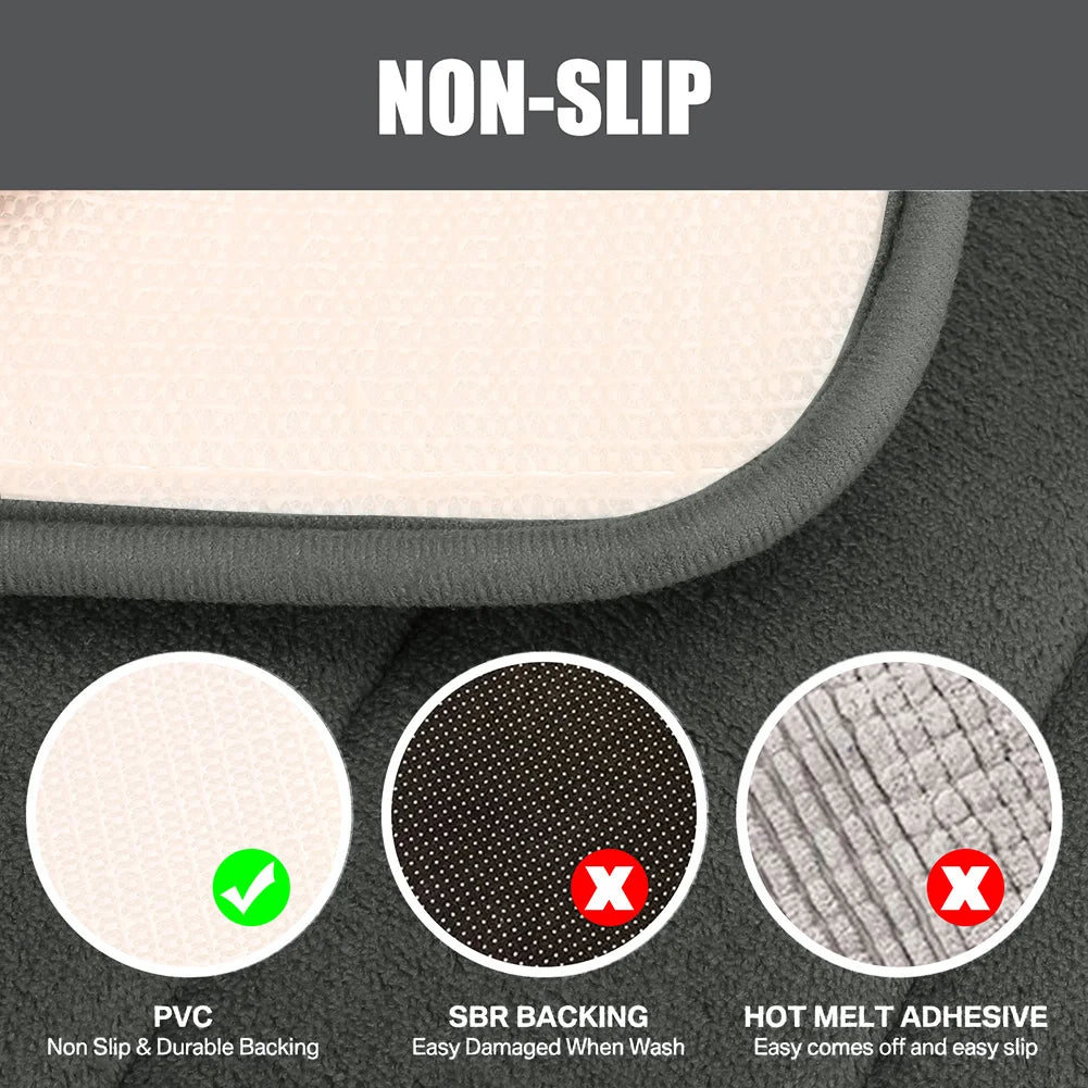 Velvet Memory Foam Bathroom Rug Set Of 3 Water Absorption Non Slip