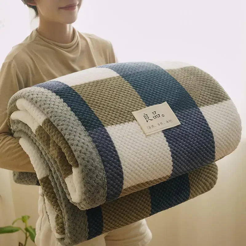 Knit Blanket Throw Soft Chenille Yarn Knitted Blanket Machine