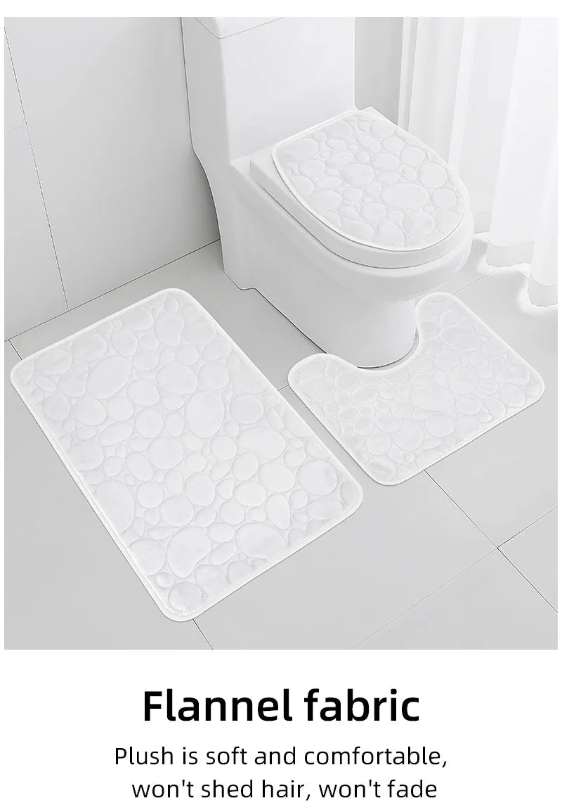Stone Pattern Bathroom Mat Set