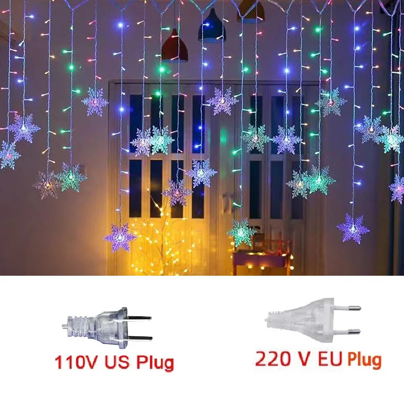 Snowflake LED Curtain Lights 3.2M