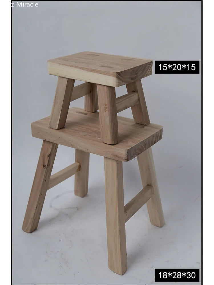 Custom Solid Wood Foot Stool, Square Bench