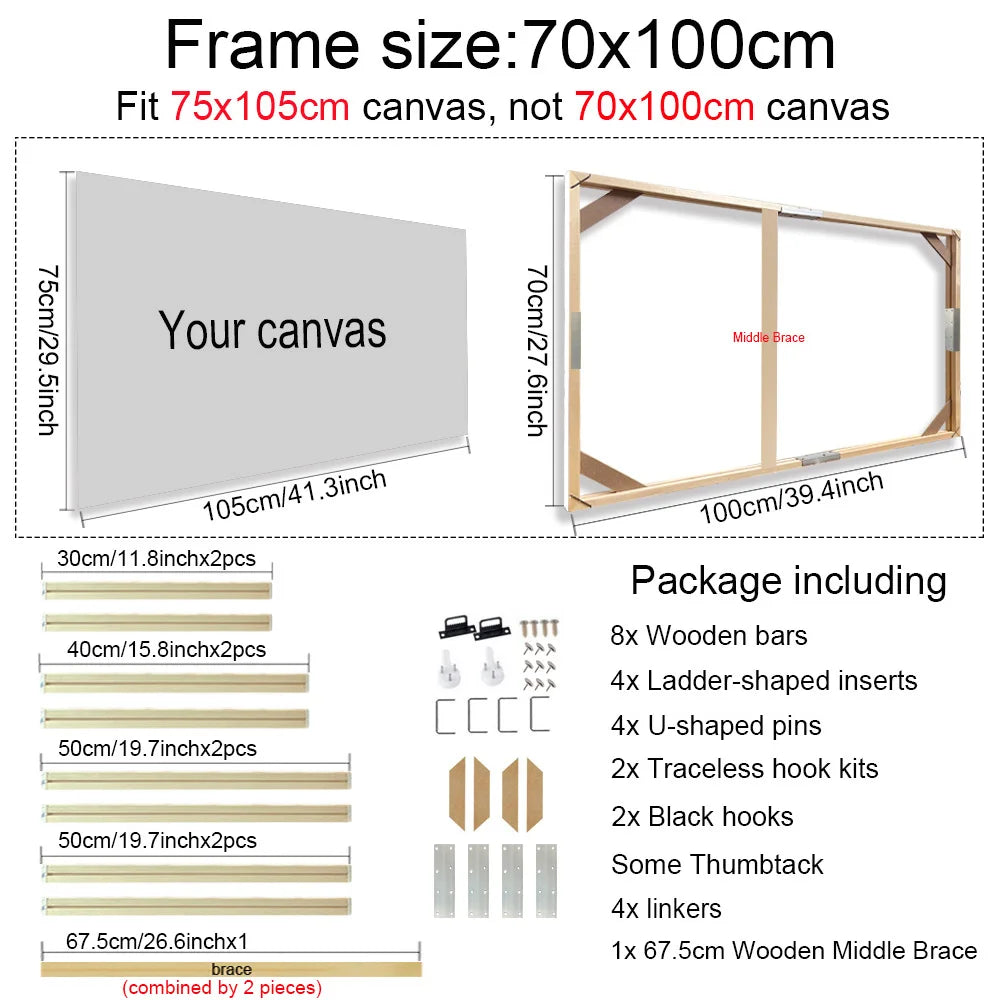 24 Sizes Large Wall Canvas Frame Wooden Frames Wooden
