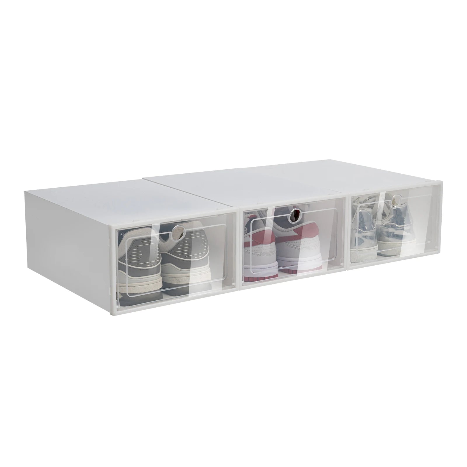 20PCS/24PCS Foldable Flip Shoe Boxes Set Shoe Rack Stackable Storage Container Plastic Clear Shoe Case Home Organizer 33*23*14cm