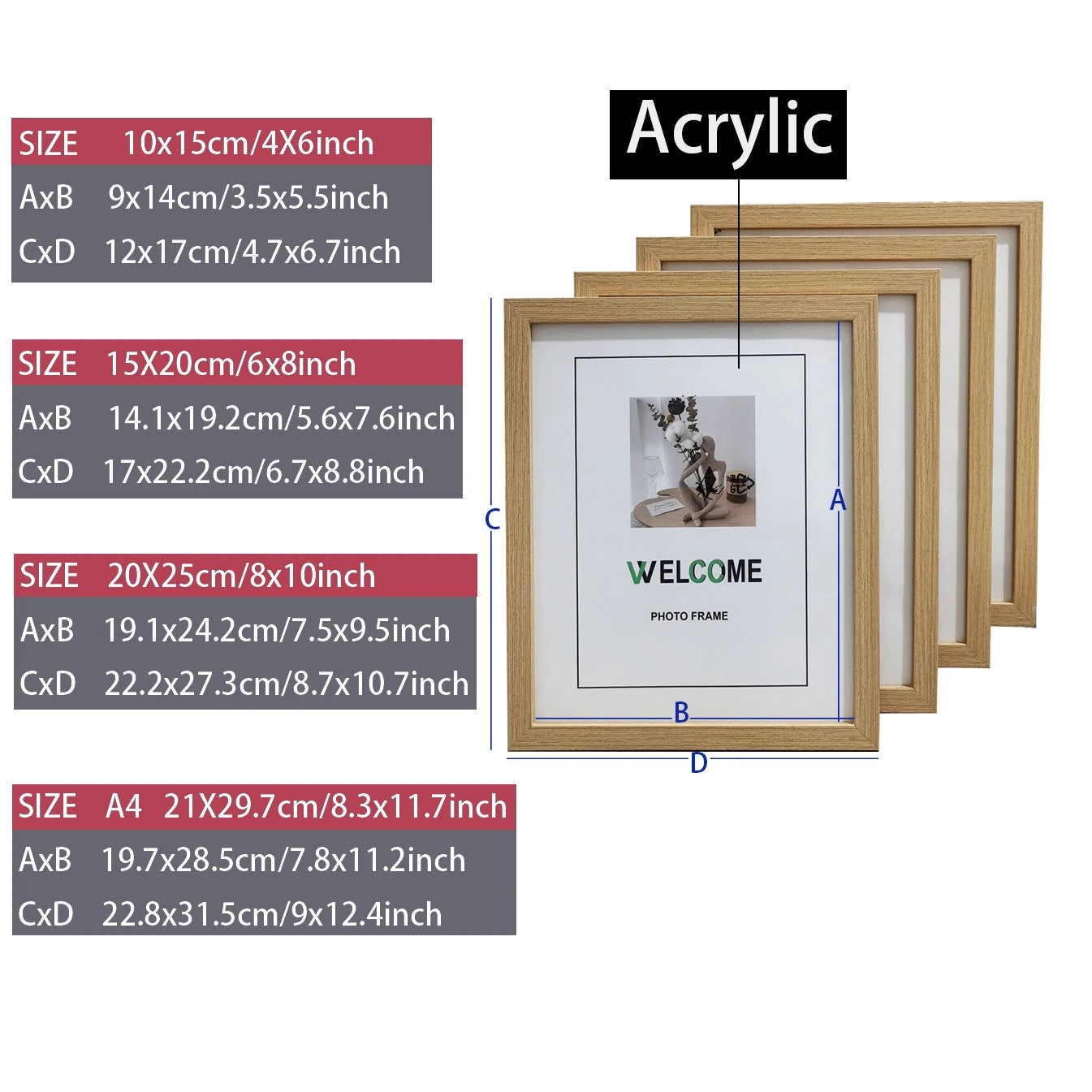 Wood Photo Frame Set of 4