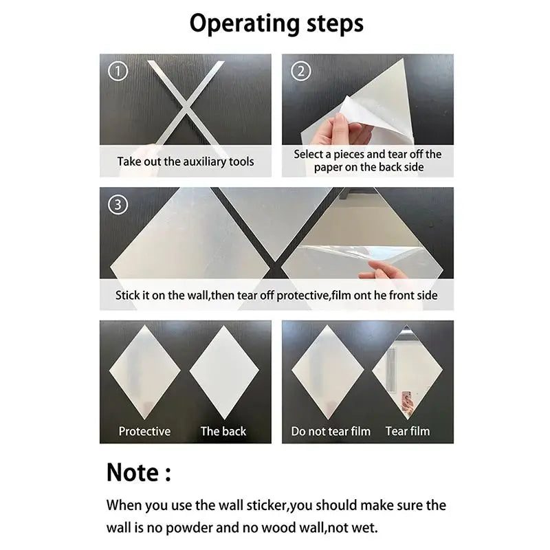 3D Diamond Mirror Wall Sticker Set