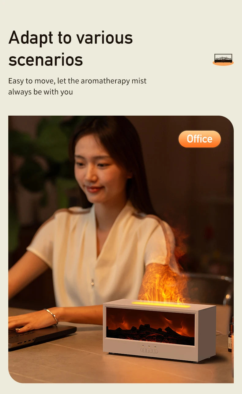 Creative Fireplace Air Humidifier Waterless Auto-Off Aroma Essential