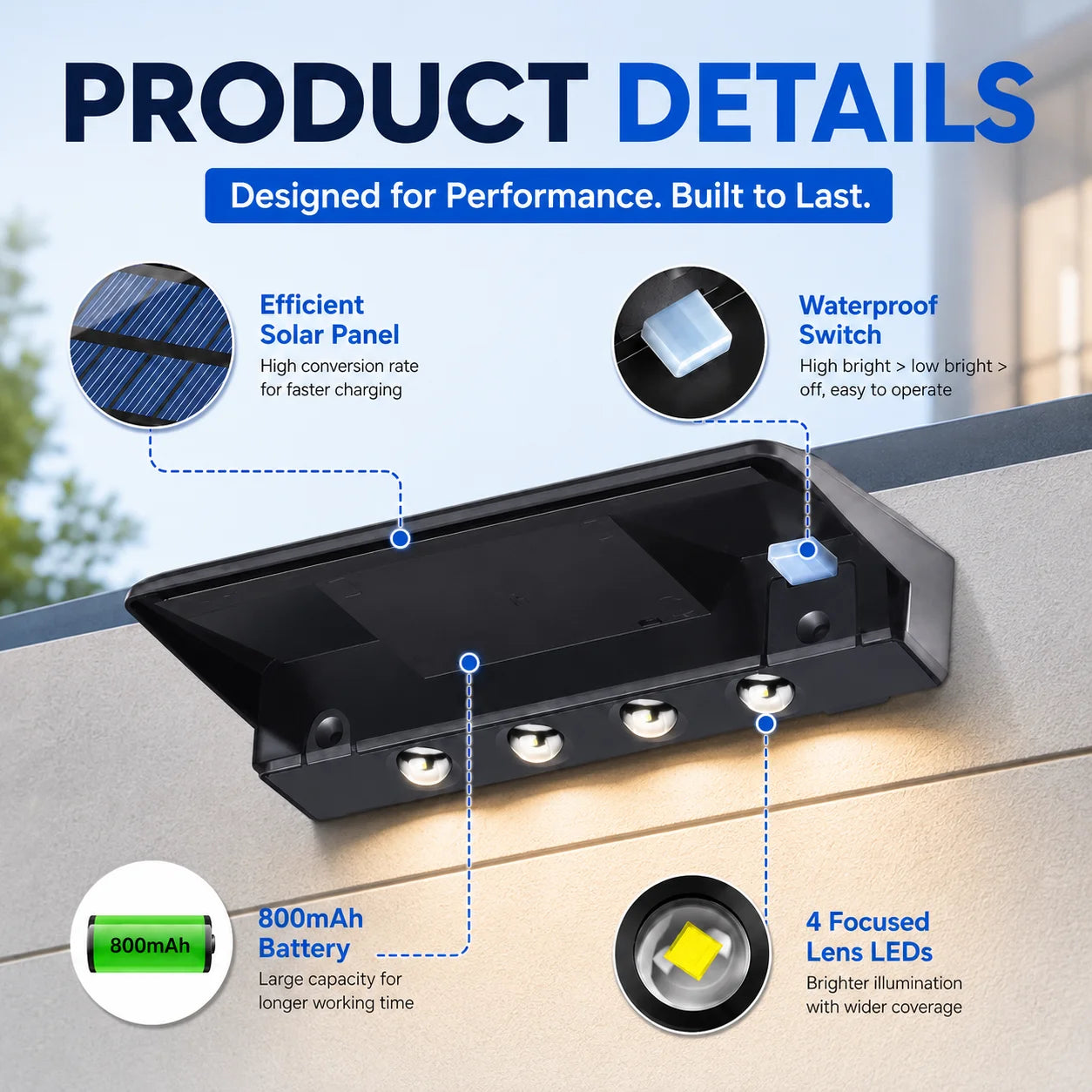Solar LED Fence Lights 2 Pack
