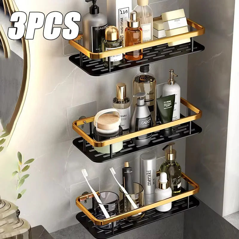 No-Drill Aluminum Corner Shower Shelf, Set of 3