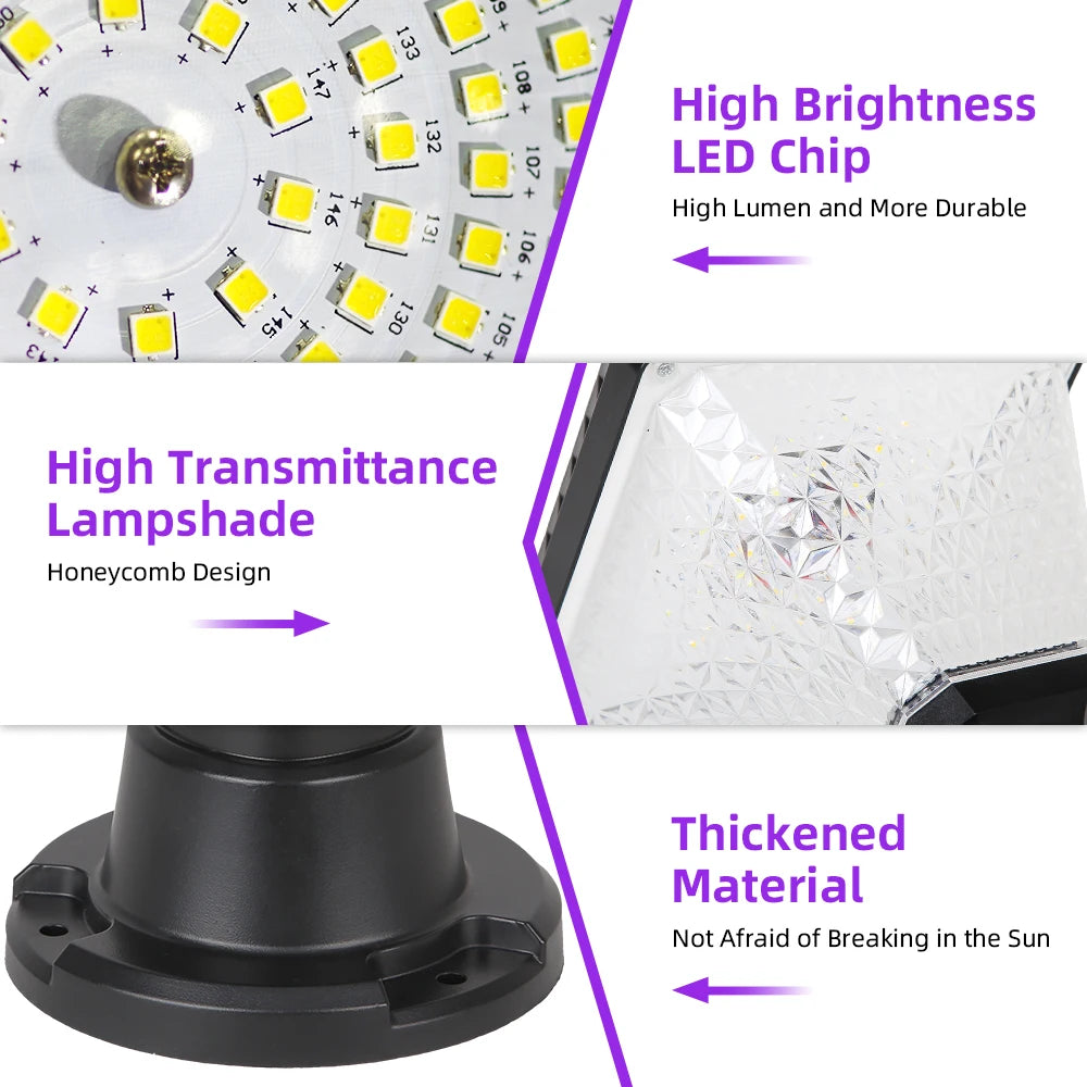 Outdoor Led Solar Lights Timed Solar Pillar Lights IP65 LED Garden