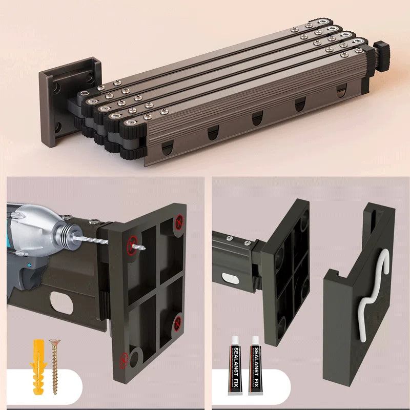 Foldable Shower Curtain Rod Set