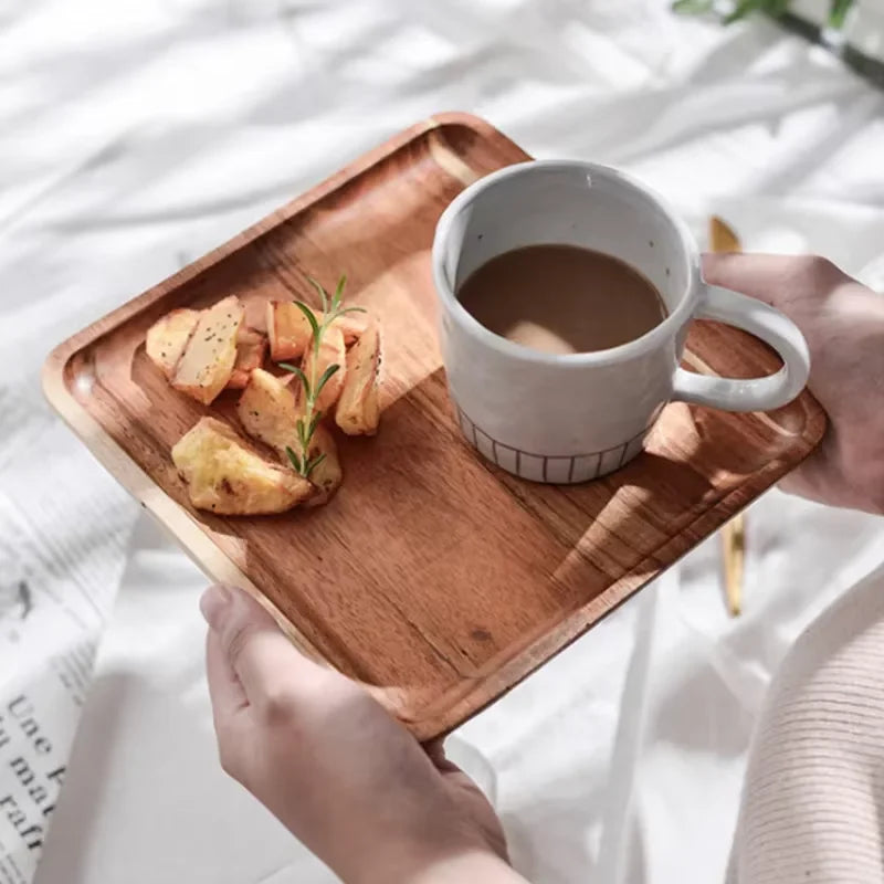 Natural Acacia Wood Tray Coffee Tray Rectangular Fruit Snacks