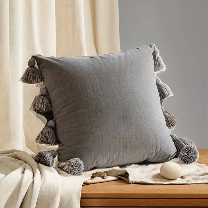 Boho Tassel Throw Pillow Cover