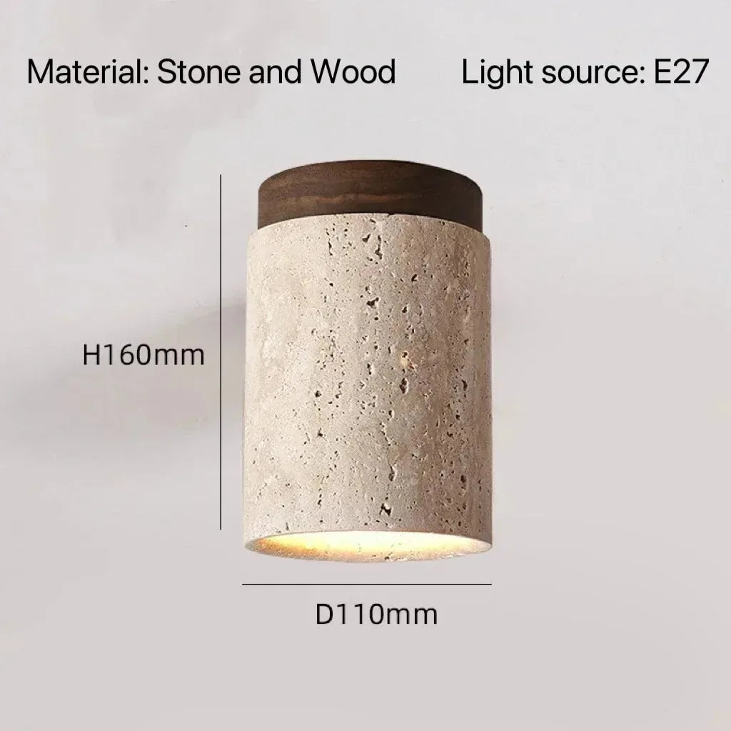 Travertine Japanese Wood Ceiling Light