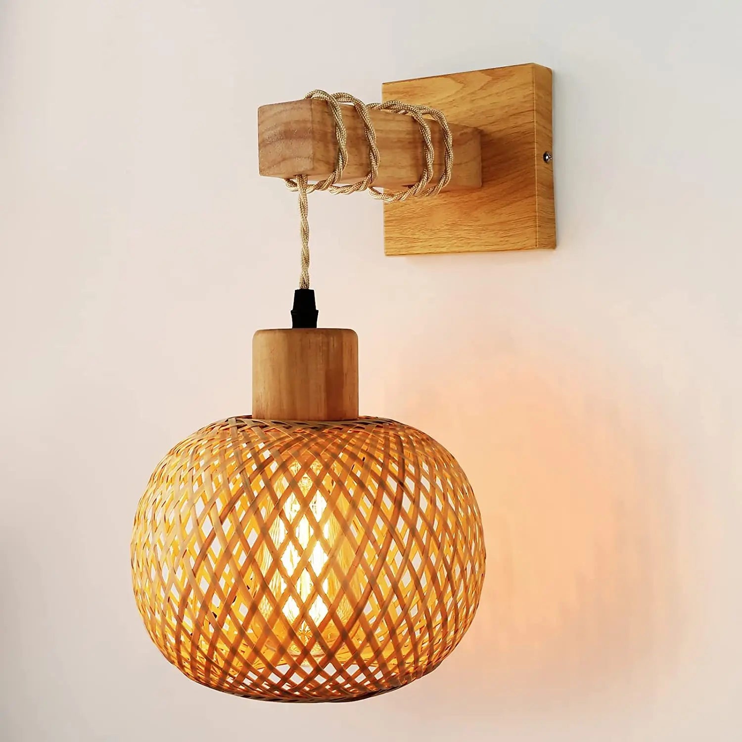 Japanese Bamboo Rattan Wall Lamp