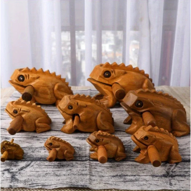 Hand Carved Wooden Frog Ornament