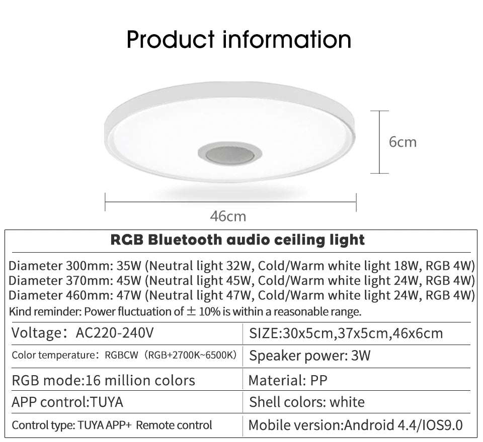 LED Smart Ceiling Lamps RGB APP Remote Control Dimming Modern