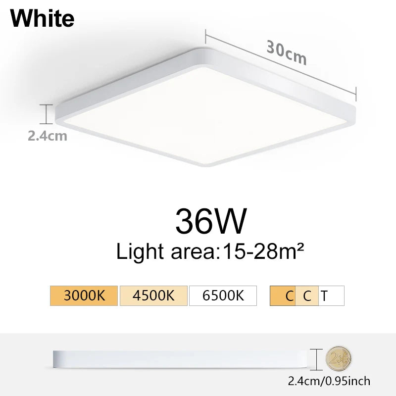 Ultrathin Square Wood Grain Ceiling Light