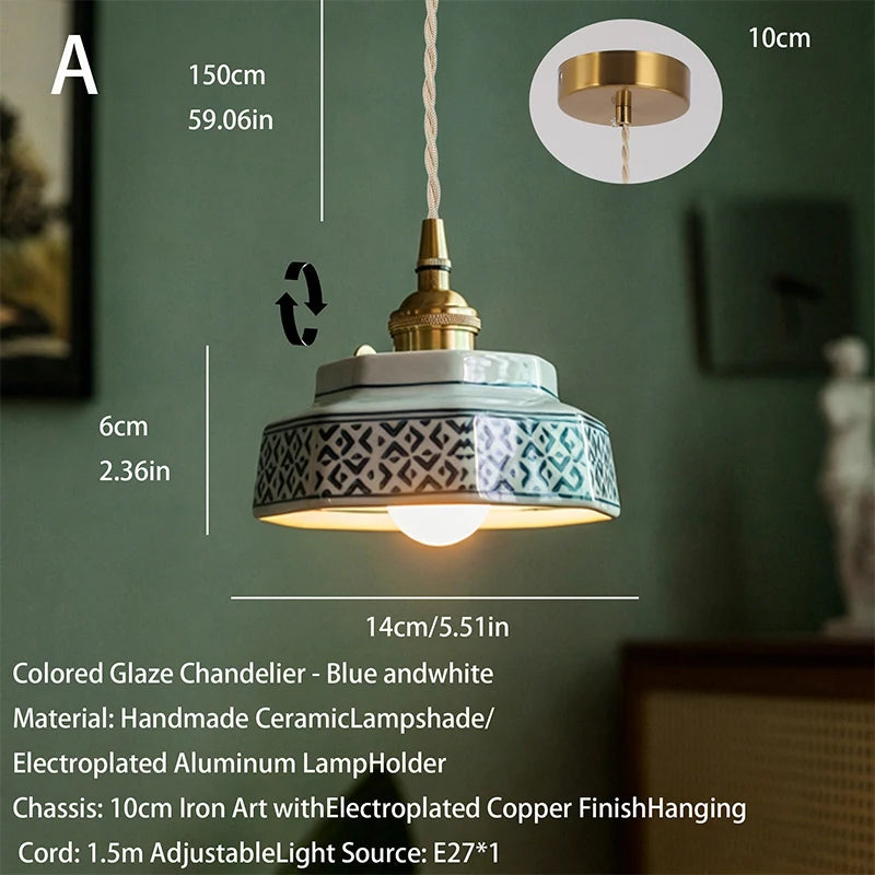 New Chinese-style retro ceramic pendant lights, Japanese-style