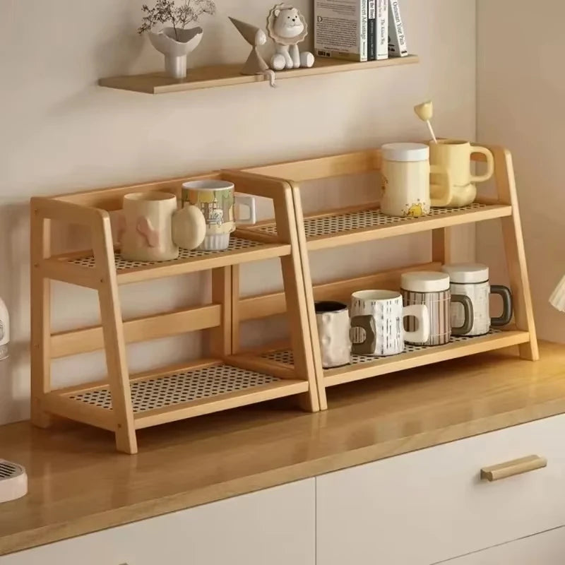 Two Tier Bamboo Countertop Storage Rack