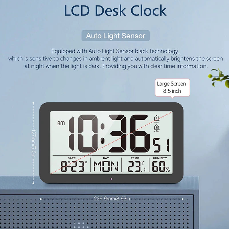 Large Digital Wall Clock with Temperature