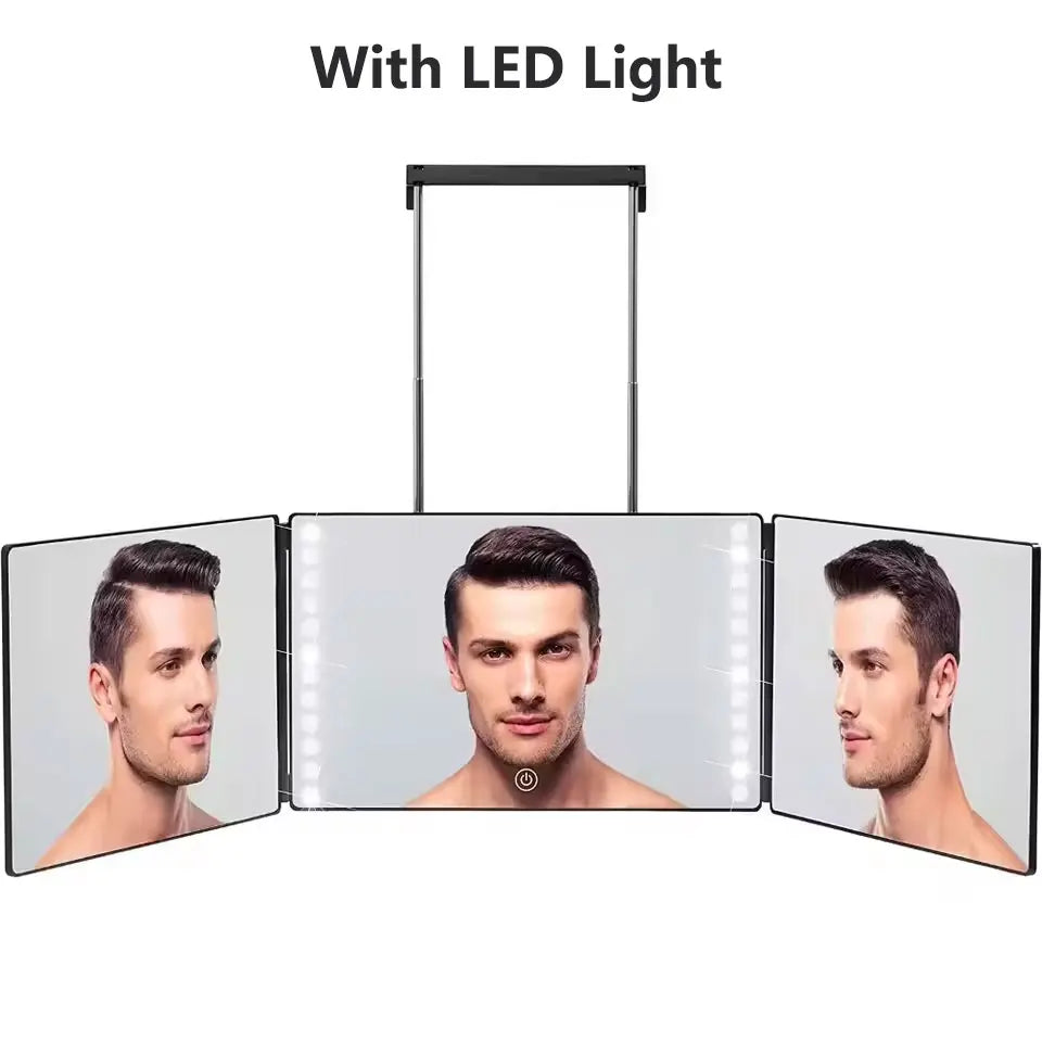 Trifold LED Makeup Mirror for Self Haircut