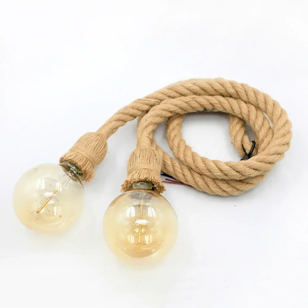 Industrial E27 Vintage Hemp Rope Pendant Lights Attic Personality