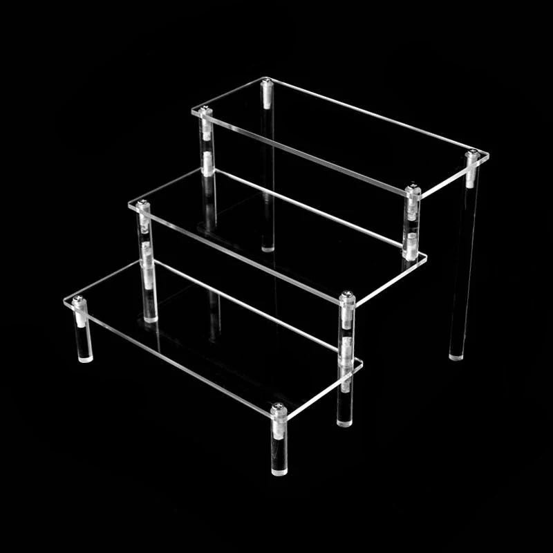 1-4 Tier Acrylic Display Stand Durable Display Rack For Cupcake Perfume Doll Transparent Trapezoidal Blind Box Storage Shelf